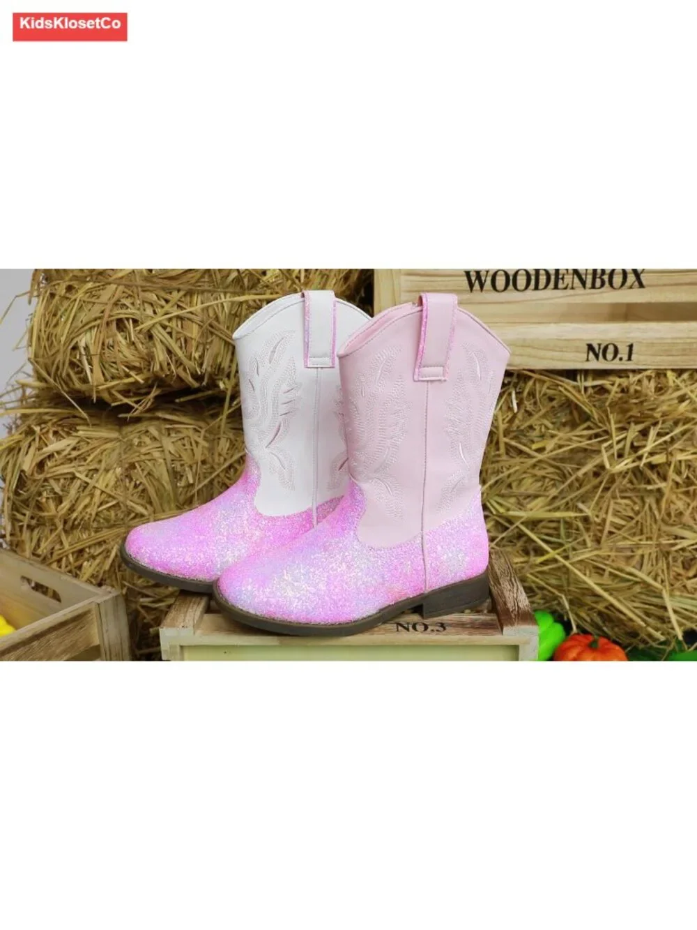 Kids Western Cowboy Boots Square Toe Side Zipper Water Resistant Non-slip